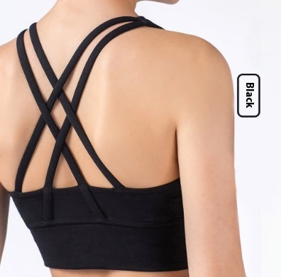 ヌードヨガウェア スポーツベスト、衝撃吸収 クロスバック