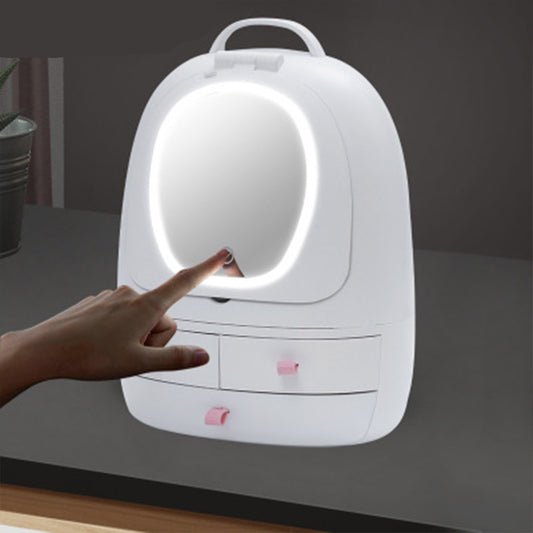調整可能なダブルメイクアップLEDミラー付きUSBコスメ収納