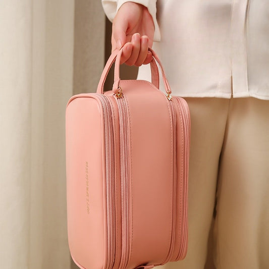 三層ダブルジッパー U字型デザイン 化粧ポーチ