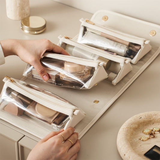 新しい折りたたみ化粧ポーチ .大容量 携帯用ハンドバッグ