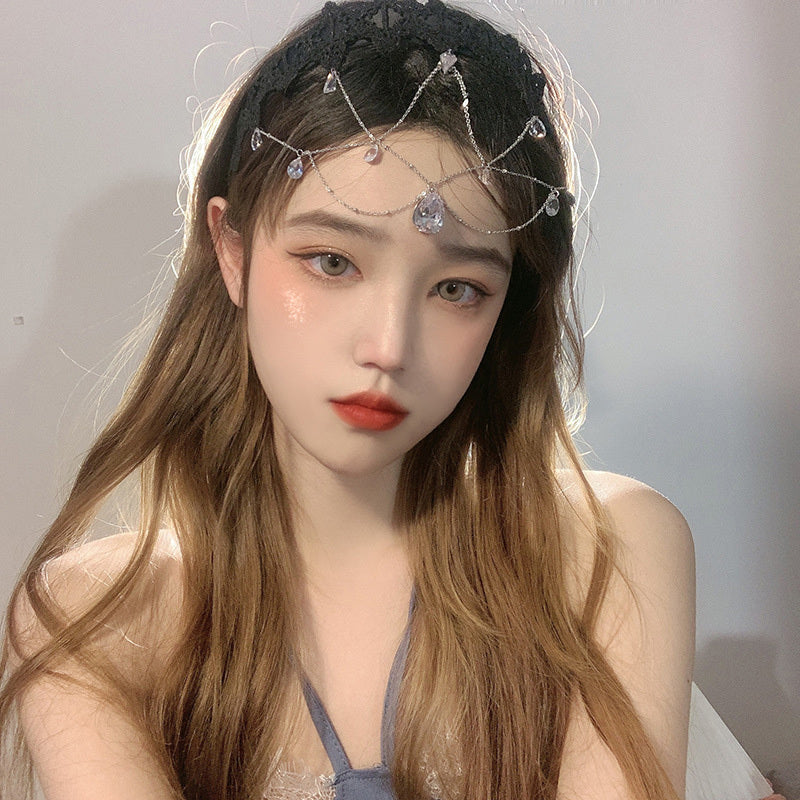 水滴宝石ヘアジュエリー、写真マスクジュエリー
