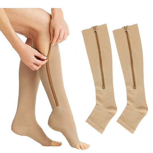2pcs/1 Pair Breathable Compression with Side Zippers - Comfortable Support for Men and Women