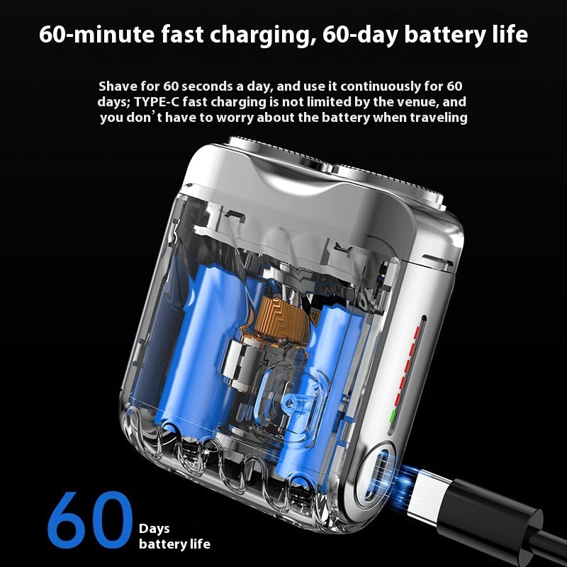 ポータブルローテリー二重リング電気シェーバー・ 男性用 旅行用ミニシェーバー