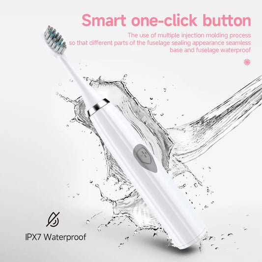 Electric Toothbrush for Adults, Soft DuPont Bristles, Portable Battery, Durable, IPX7 Waterproof, Intelligent Effective Oral Care