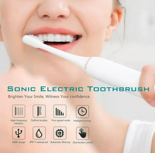 Sonic Electric Toothbrush for Adults, IPX7 Waterproof DuPont Brush Head, USB Rechargeable, High Frequency Cleaning, 6 Cleaning Modes